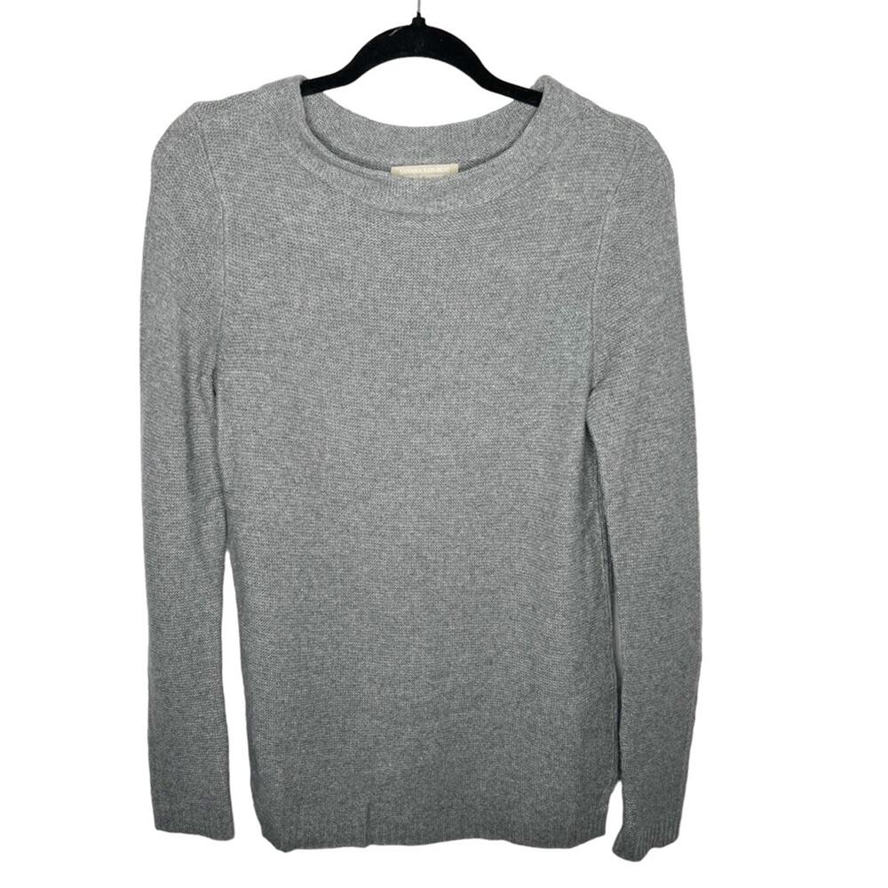 BANANA REPUBLIC / gray touch of cashmere crew neck long line sweater / S
